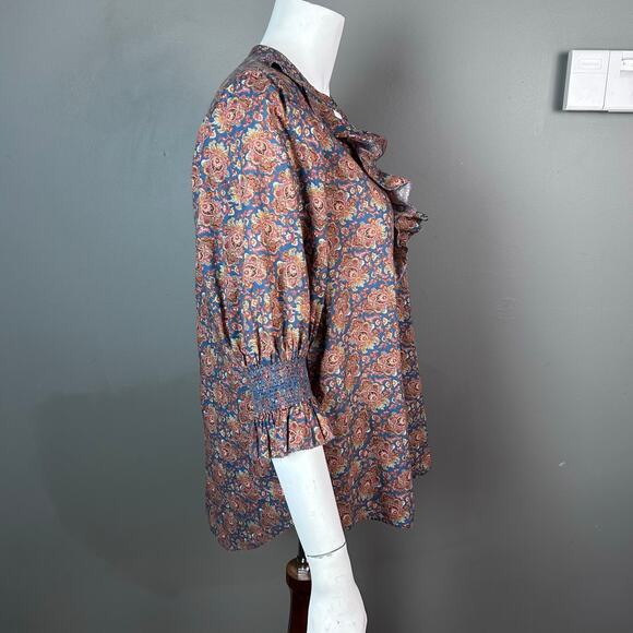 Sundance top blouse Medium floral cotton ruffle Outlander floral lightweight - Picture 12 of 15
